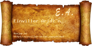 Einviller Arián névjegykártya